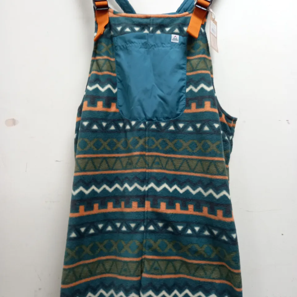 PASSENGER ACE RECYCLED POLAR FLEECEDUNGAREES IN RETRO GEO MEDITARANEAN - MEDIUM