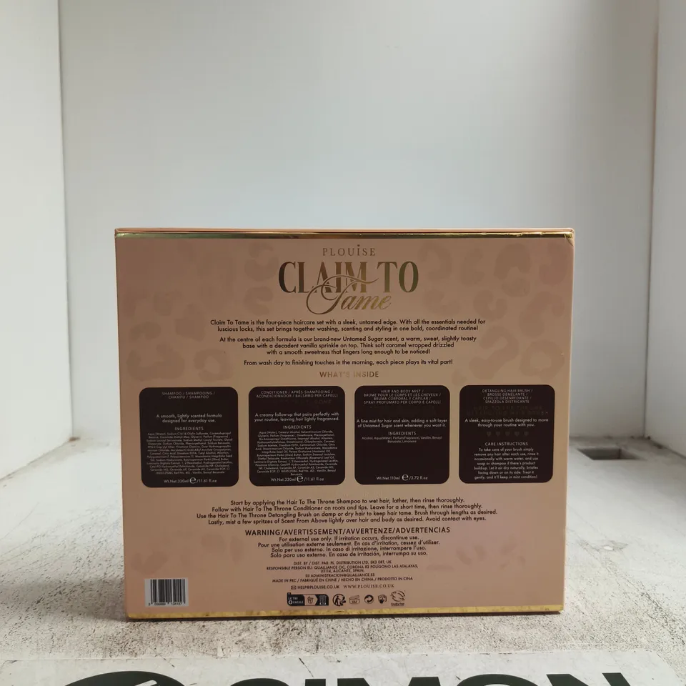 PLOUISE CLAIM TO FAME HAIR CARE SET – SHAMPOO, CONDITIONER & BRUSH