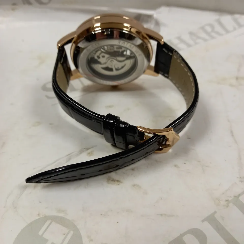 MENS ZIHLMANN & CO AUTOMATIC WATCH - Z210 – SKELETON DIAL – GOLD COLOUR CASE – GENUINE LEATHER CASE – HAND ASSEMBLED