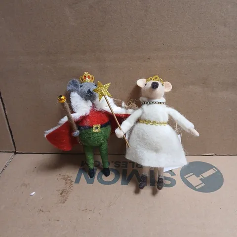 6 X ASSORTED GISELA GRAHAM LONDON FELT MOUSE ORNAMENTS WITH CROWN