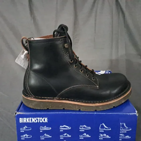 BOXED BIRKENSTOCK BIRMINGHAM LACE MID BOOTS IN BLACK - SIZE UK 11.5