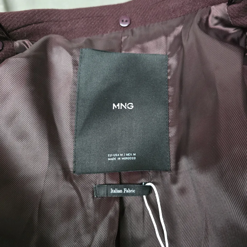 MNG ITALIAN FABRIC OVERCOAT BLAZER IN WINE RED - EU MEDIUM