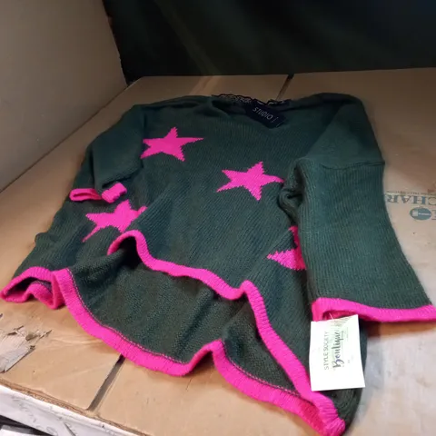 STUDIO ITALIA GREEN/PINK KNITTED CARDIGAN