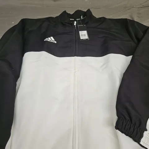 ADIDAS BLACK & WHITE TEAM SPORTS JACKET - UK XL