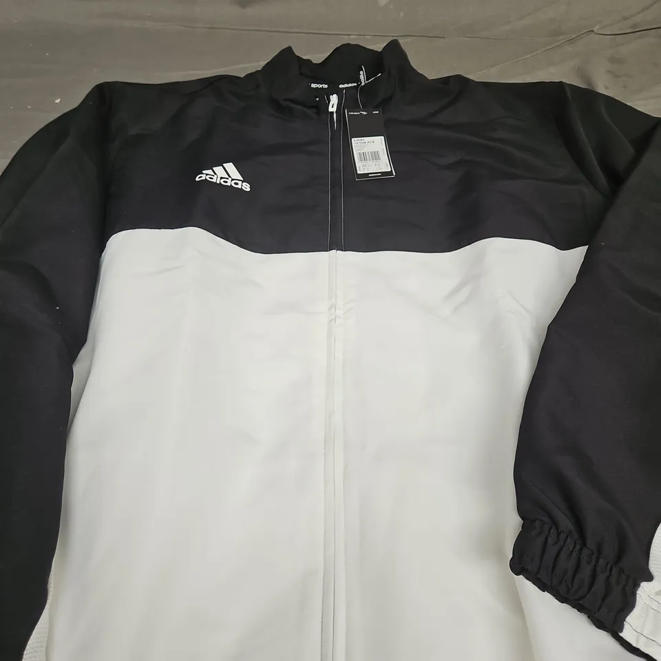 ADIDAS BLACK & WHITE TEAM SPORTS JACKET - UK XL