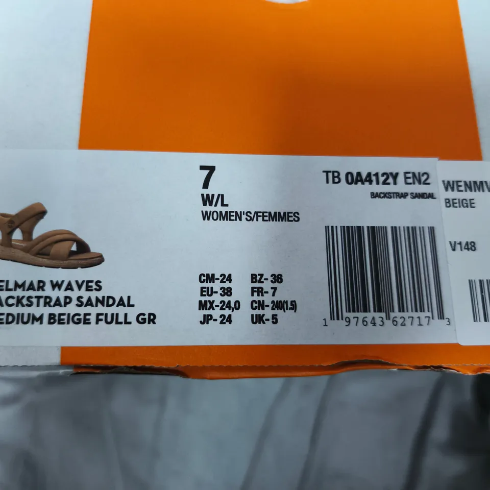 TIMBERLAND BELMAR WAVES BACKSTRAP SANDAL – WOMEN’S BEIGE UK5, FULL-GRAIN LEATHER