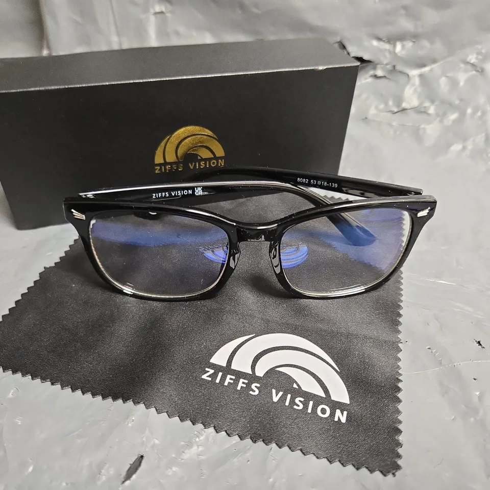 ZIFFS VISION EYEWEAR GLASSES – BLACK FRAME (53MM LENS, 18-139 TEMPLES)