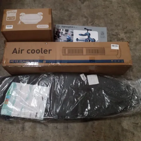 PALLET CONTAINING ASSORTED PRODUCTS INCLUDING IRONING BOARD, AIR COOLER, BOOSTER SEAT & CHILDRENS SCOOTER 
