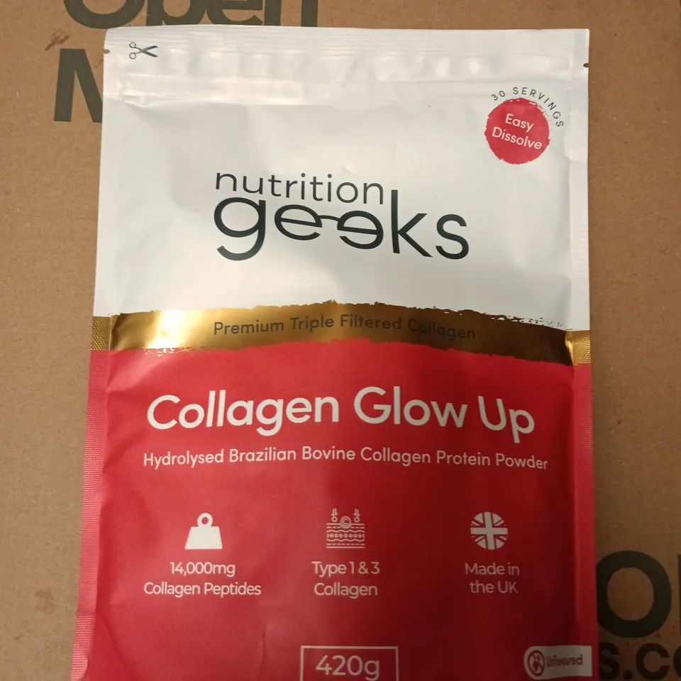 NUTRITION GEEKS COLLAGEN GLOW UP - HYDROLYSED COLLAGEN PROTEIN POWDER, 420G