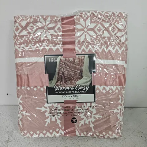 CELE BRIGHT WARM & COZY NORDIC SHERPA BLANKET 130X180CM