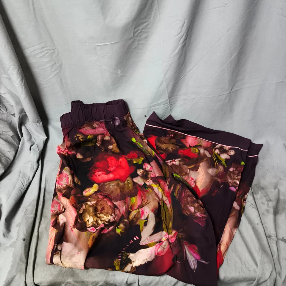 TED BAKER FLORAL SATIN TROUSERS SIZE 18