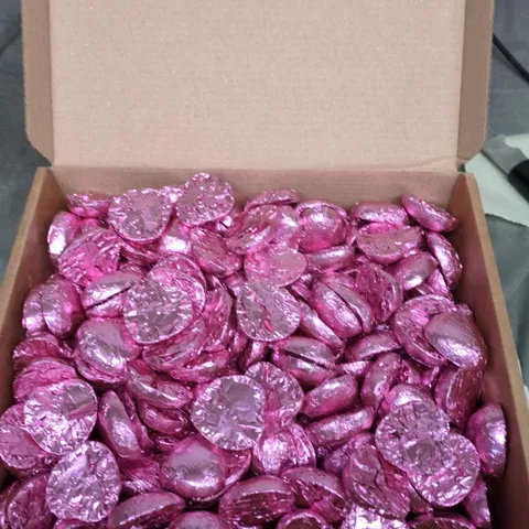 WHITAKERS PINK FOILED MILK CHOCOLATE HEARTS – 1KG NET (APPROX. 166 PIECES)