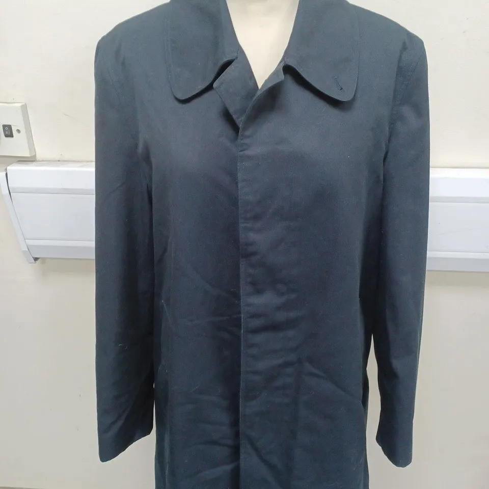 BURBERRYS' WAXED OVERCOAT IN NAVY SIZE UNSPECIFIED