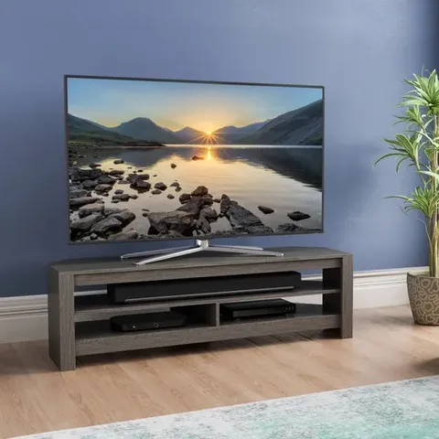 BOXED CALIBRE WIDE TV STAND 140CM - GREY OAK (1 BOX)