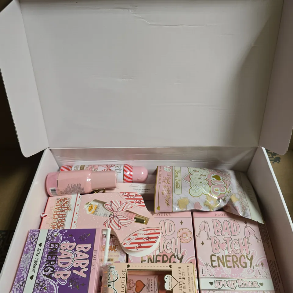 PLOUISE BEAUTY BOX TO INCLUDE BAD BITCH ENERGY LIP DUO, BLUSH BALM AND GLITTER SETTING SPRAY