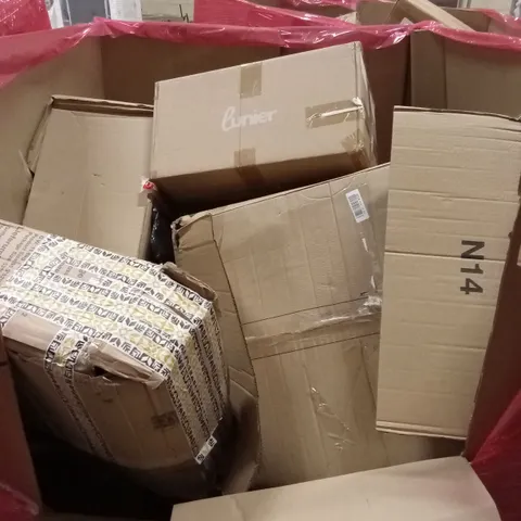PALLET OF ASSORTED HOUSEHOLD GOODS AND PRODUCTS TO INCLUDE; CAMPING TROLLEY, BOXED FURNITURE ETC 