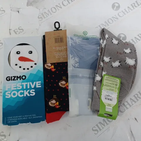LOT OF 4 NOVALTY SOCKS UNKOWN SIZE