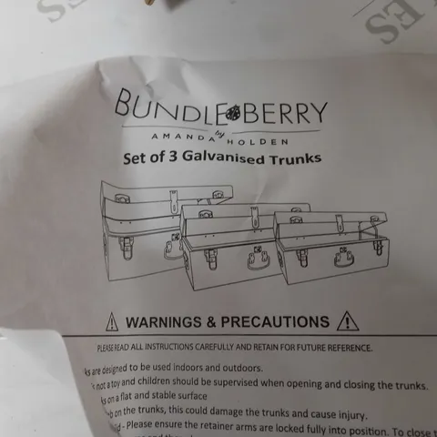 BUNDLEBERRY BY AMANDA HOLDEN SET OF GALVANISED OUTDOOR TRUNKS