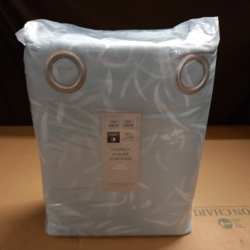 JOHN LEWIS ONE PAIR OF EYELET CURTAINS IN KARRI DUCK EGG - 228 X 228CM
