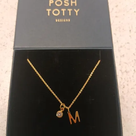 POSH TOTTY DESIGNS BIRTHSTONE & INITIAL CHARM NECKLACE STERLING SILVER