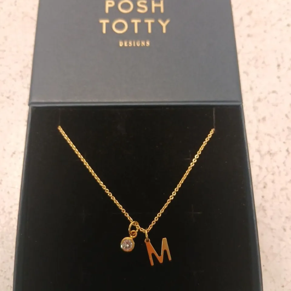 POSH TOTTY DESIGNS BIRTHSTONE & INITIAL CHARM NECKLACE STERLING SILVER