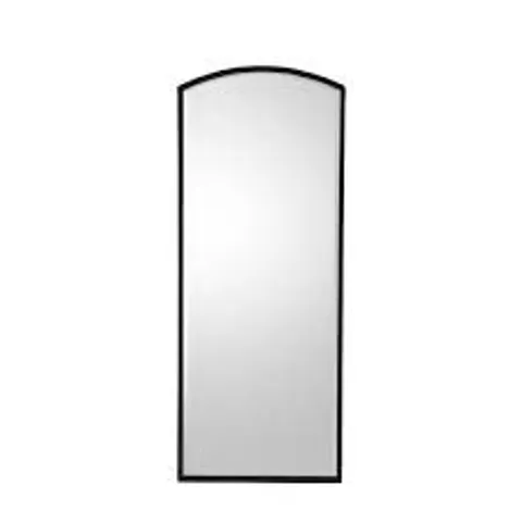 BOXED BLACK RECTANGULAR LARGE BEVELLED ARCH WALL MIRROR