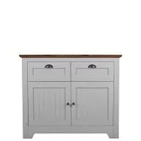 BOXED DEVON GREY COMPACT SIDEBOARD - GREY/WALNUT (1 BOX)