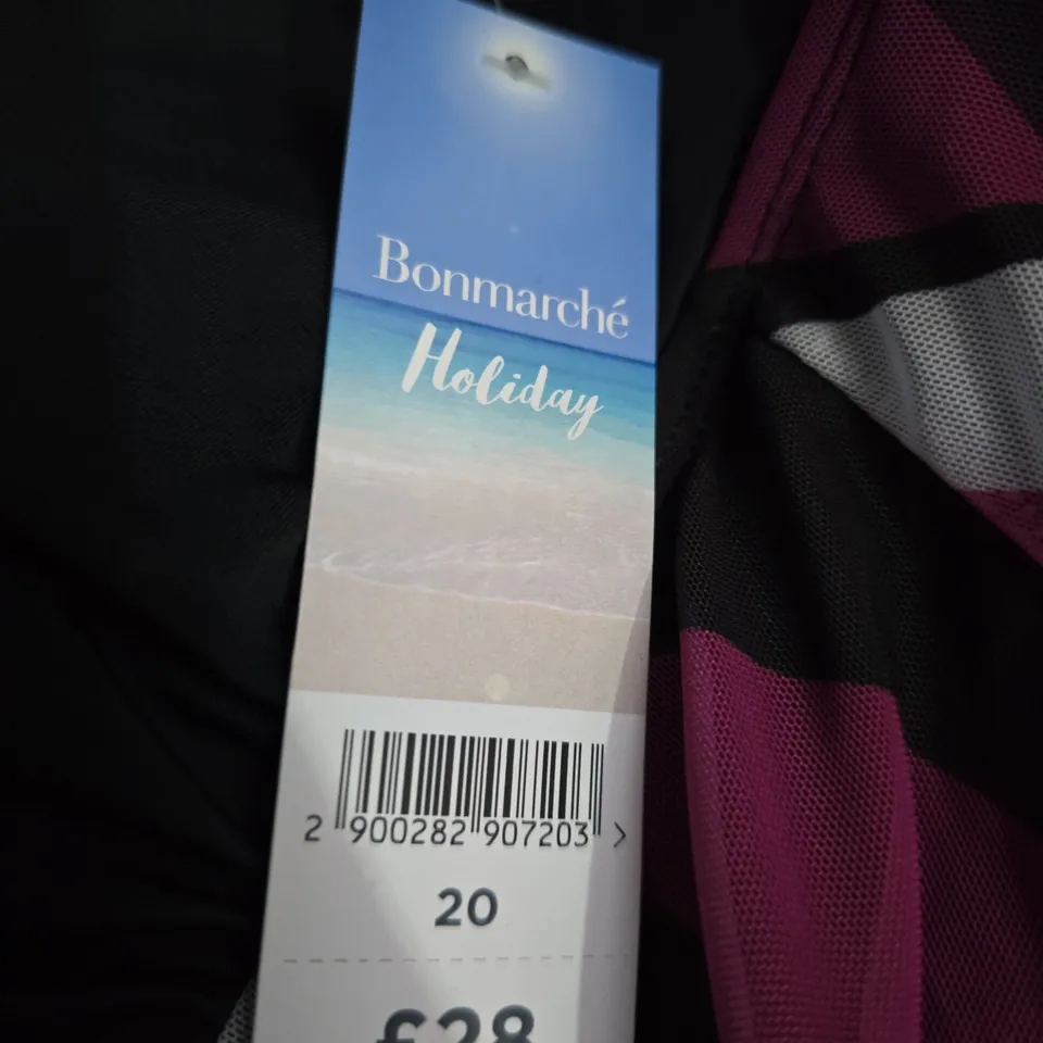 BONMARCHÉ HOLIDAY WOMEN'S BEACHWEAR TOP/DRESS – PINK & PURPLE ABSTRACT PRINT, UK 20