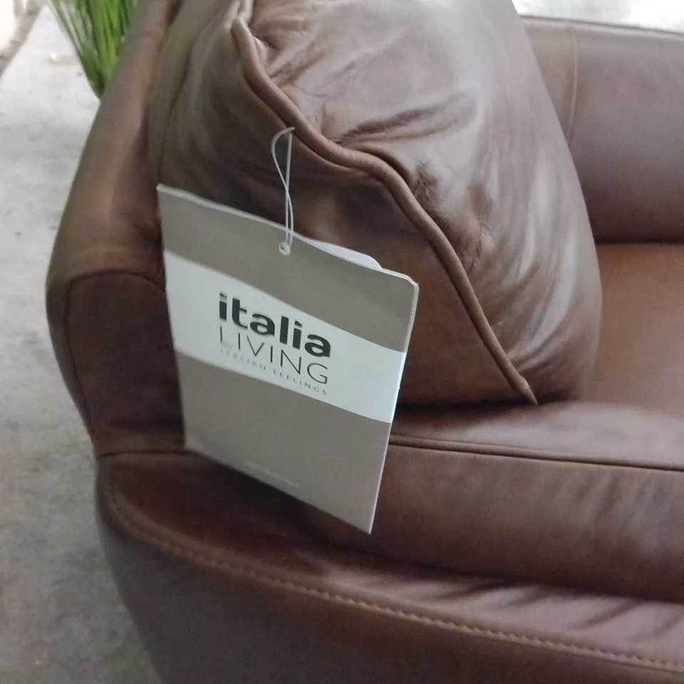 DESIGNER ITALIAN MADE CHIANTI BROWN LEATHER ARMCHAIR