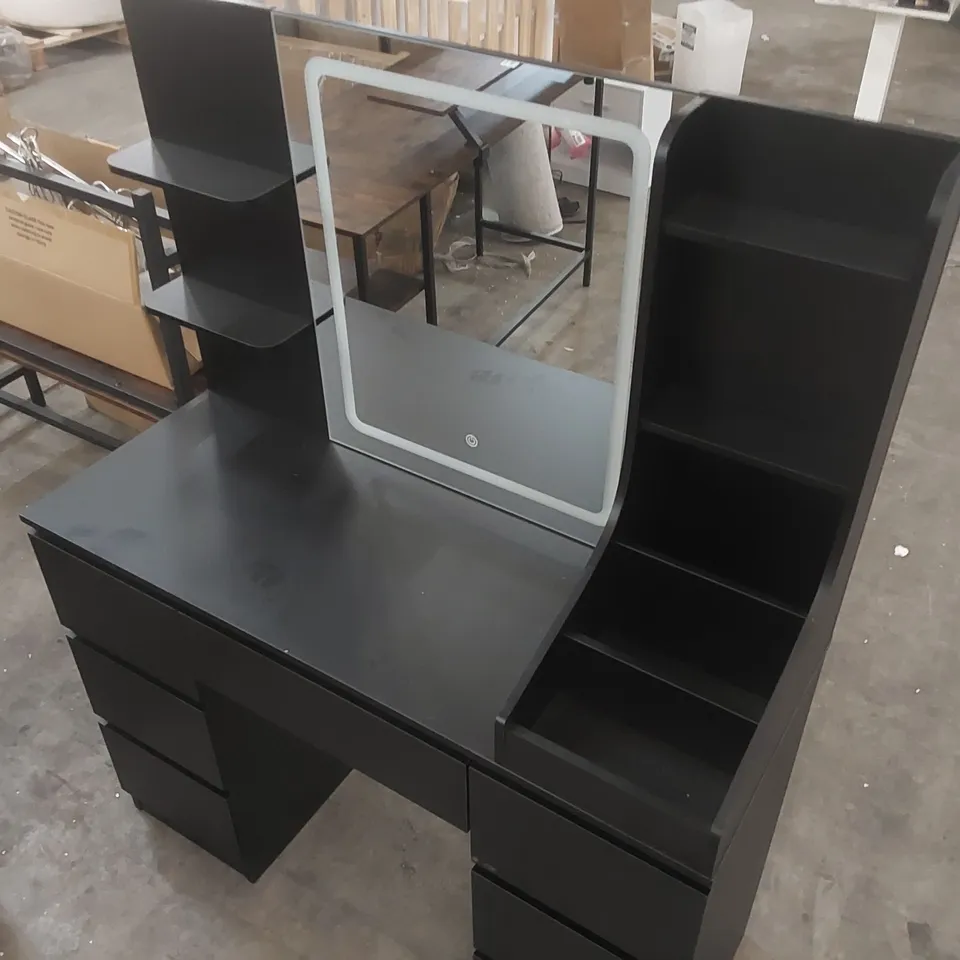 LED DRESSING TABLE 7 DRAWERS AND 7 STORAGE SHELVES DRESSING TABLE WITH MIRROR LARGE DESKTOP MAKEUP DESK