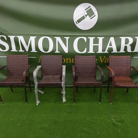 SET OF 4 CHOCOLATE MIX RATTAN CHAIRS