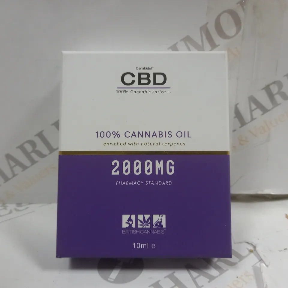 BOX OF 2 X 10ML CANABIDOL CBD 100% CANNABIS OIL 2000MG DROPS