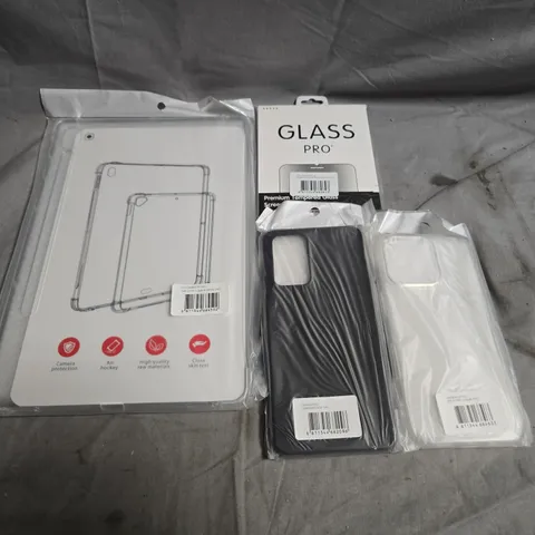BOX OF ASSORTED PHONE AND TABLET ITEMS TO INCLUDE TABLET CASES, PHONE CASES AND TEMPERED GLASS