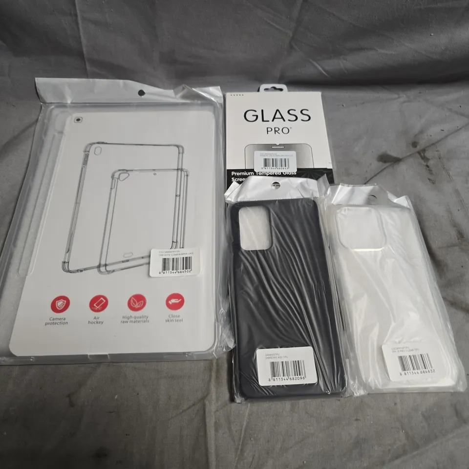 BOX OF ASSORTED PHONE AND TABLET ITEMS TO INCLUDE TABLET CASES, PHONE CASES AND TEMPERED GLASS