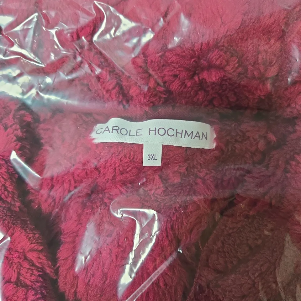 CAROLE HOCKOMAN WINE COLOUR SHERPA SHACKET SIZE UK 3XL