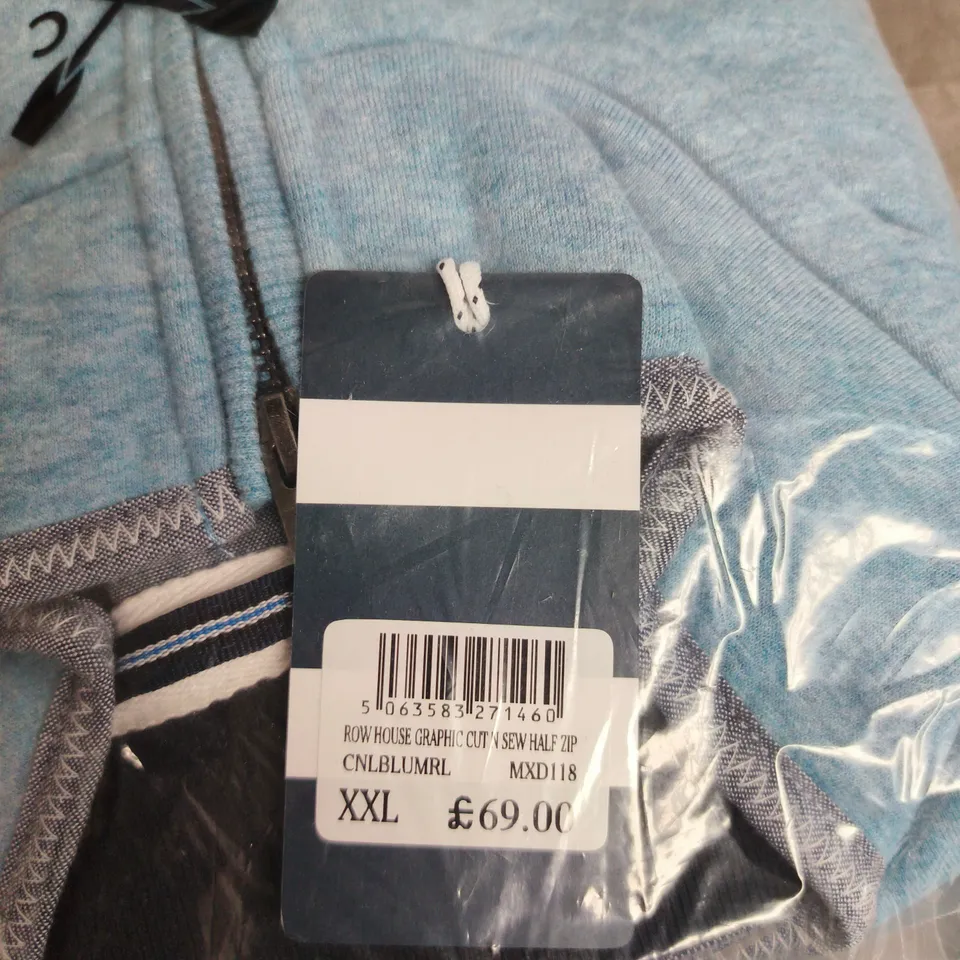 CREW CLOTHING COMPANY HALF ZIP HOODIE – BLUE, XXL