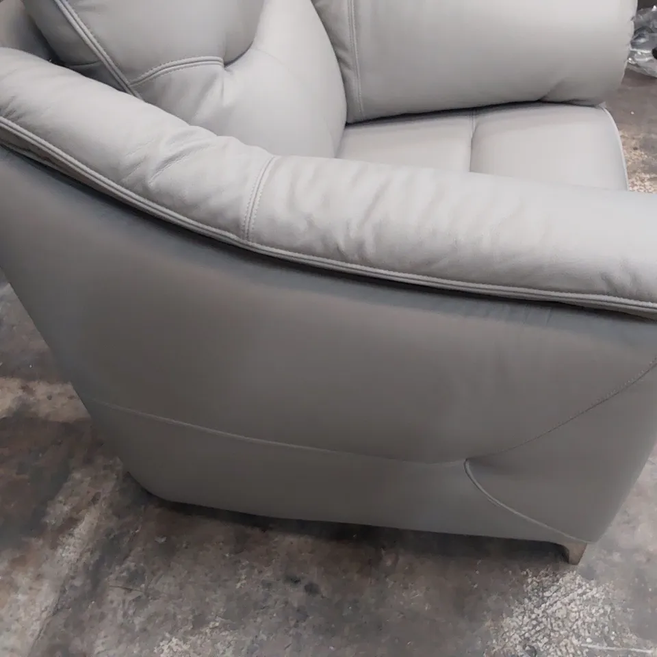 QUALITY BRITISH DESIGNER G PLAN JACKSON EASY CHAIR CAMBRIDGE GREY LEATHER 