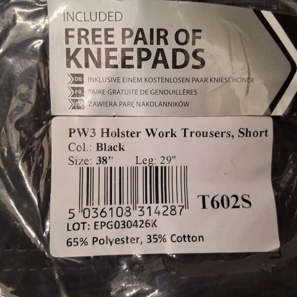 PORTWEST PW3 HOLSTER WORK TROUSERS, SHORT – BLACK, UK 38