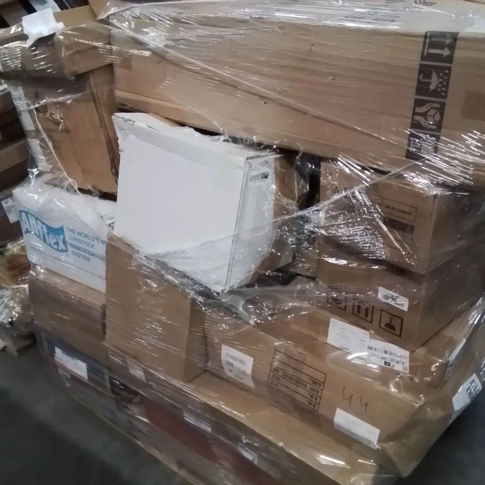 PALLET CONTAINING VARIOUS ASSORTED BOXED HOUSEHOLD/ELECTRONIC ITEMS TO INCLUDE, ROBOT VACUUM KIDS SCOOTER AND LOTS MORE UNMARKED BOXED ITEMS 
