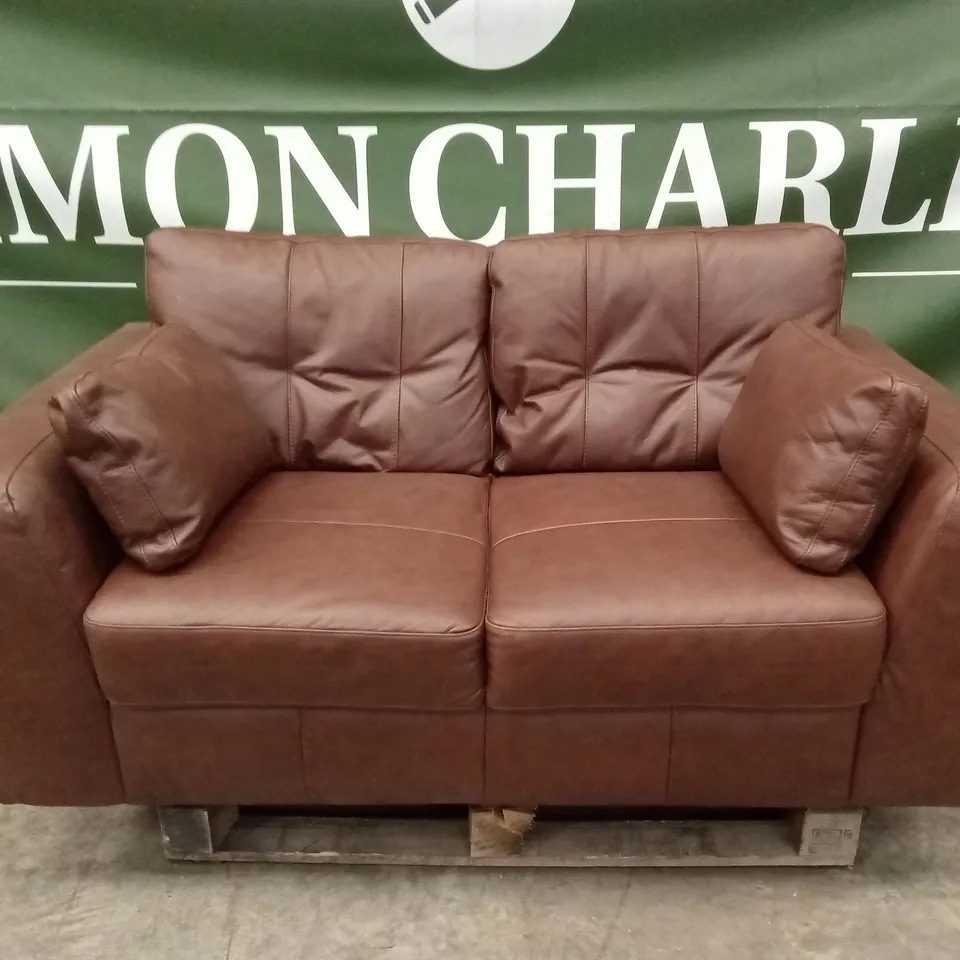 ARDEN ITALIAN LEATHER 2 SEATER SOFA - BROWN RRP £1299