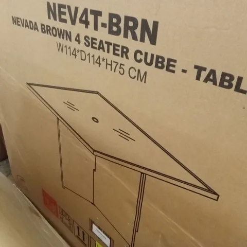 BOXED NEVADA BROWN 4 SEATER CUBE-TABLE (1 BOX)