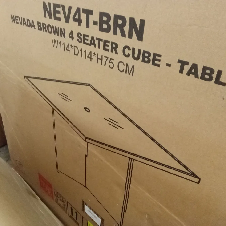 BOXED NEVADA BROWN 4 SEATER CUBE-TABLE (1 BOX)
