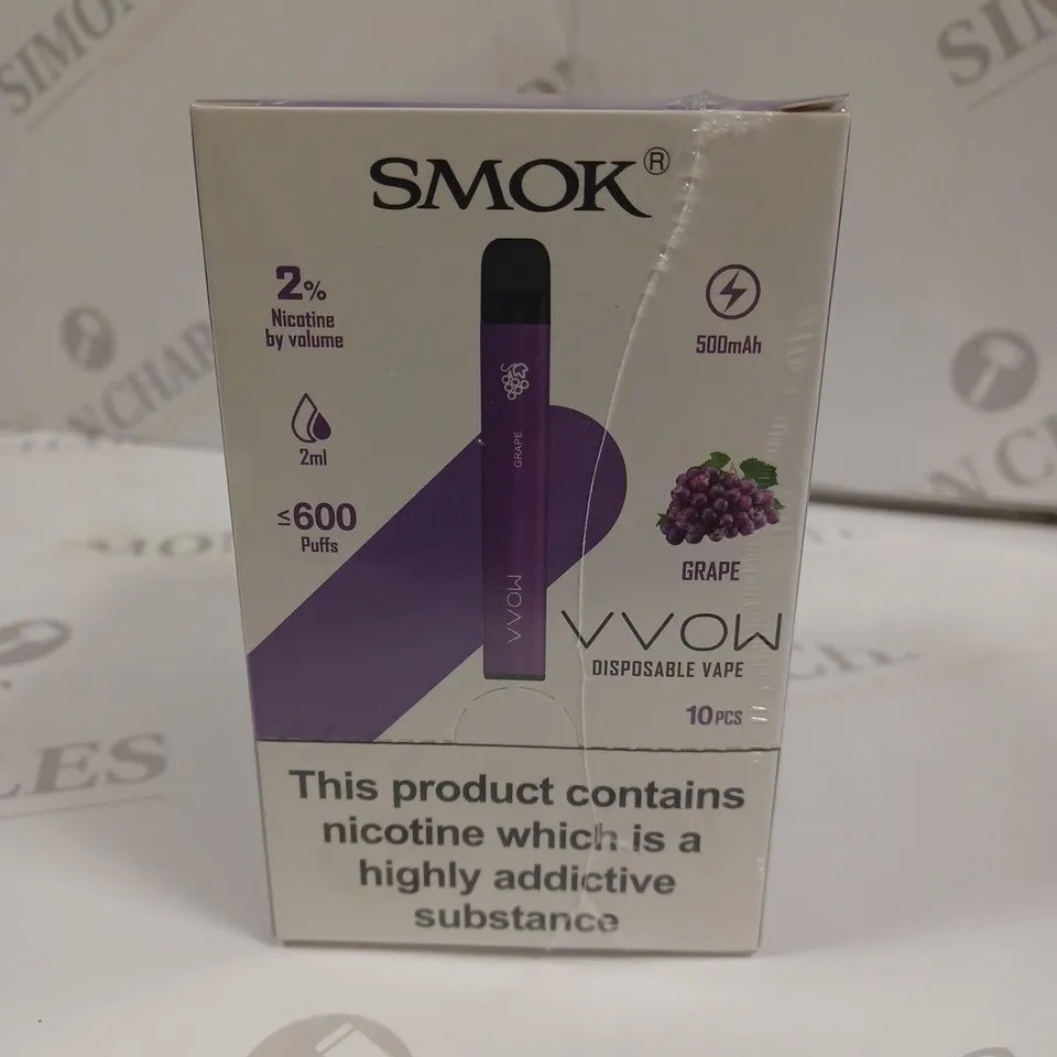 SEALED SMOK VVOW 10-PACK OF DISPOSABLE VAPES - GRAPE