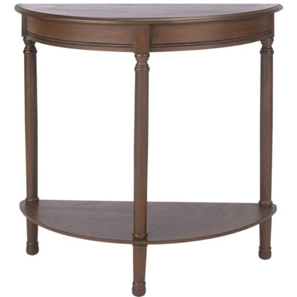 BOXED SAFAVIEH TINSLEY HALF ROUND CONSOLE TABLE - BROWN