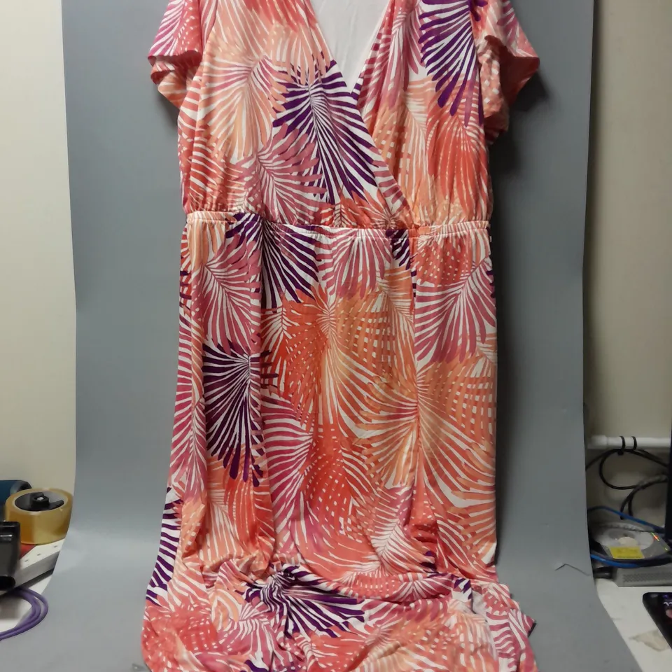 NINA LEONARD FLORAL DRESS IN ORANGE MULTI - 4XL