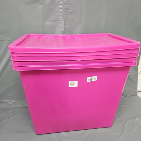 3 80L STORAGE BOXES WITH LIDS IN PURPLE
