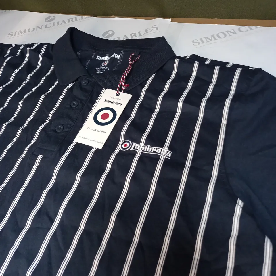 MENS LAMBRETTA PINSTRIPE POLO SHIRT SIZE XXL
