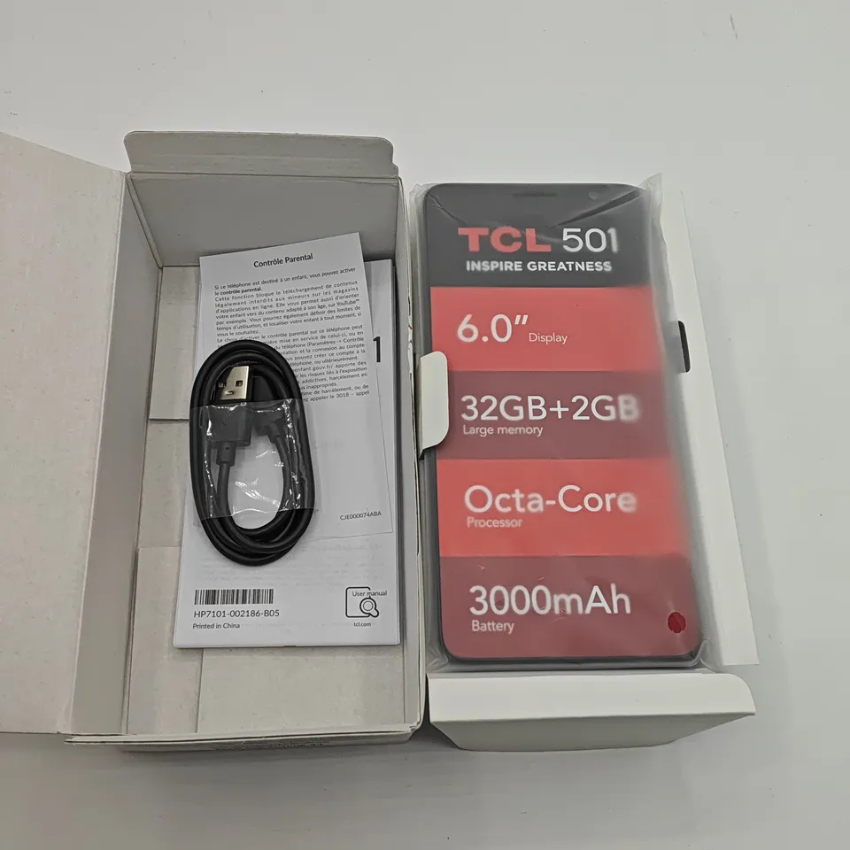 BOXED TCL 501 2/32GB IN BLACK - T433D