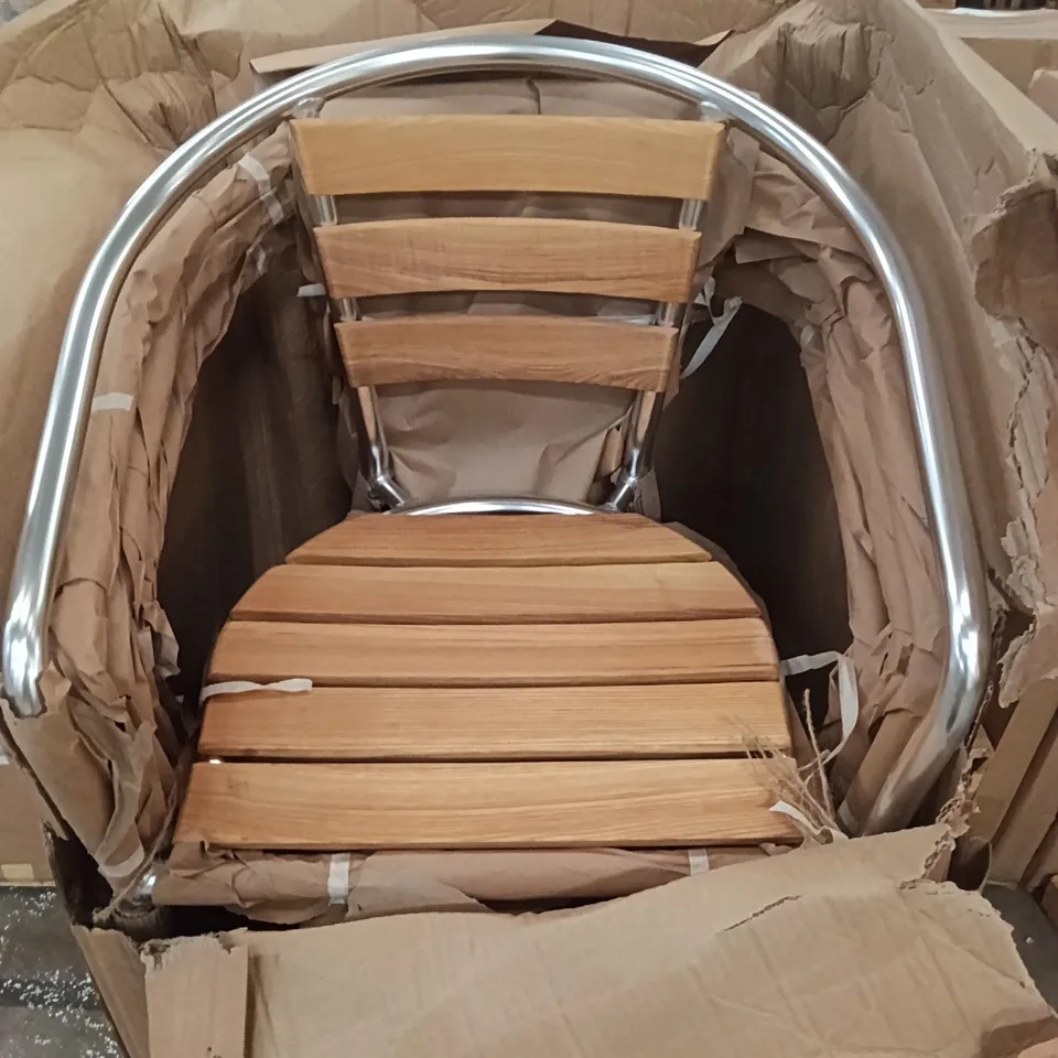 BOXED SET OF 8 STAINLESSNESS STEEL / WOODEN CHAIRS