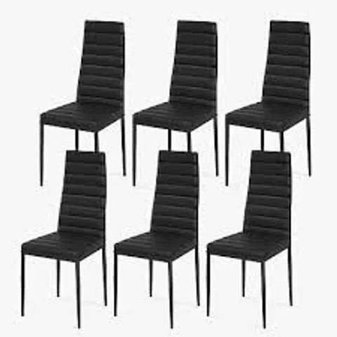 BOXED COSTWAY SET OF 6 DINING CHAIRS PADDED SEAT HIGH BACK DINING SIDE CHAIRS PVC LEATHER - BLACK